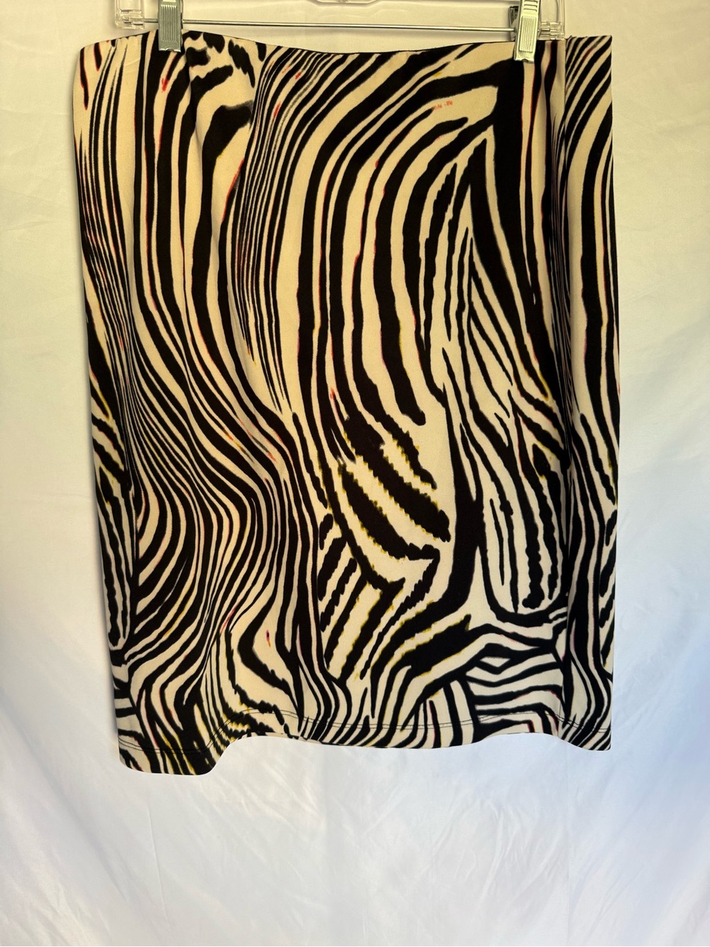 Betsey Johnson Zebra Print Pencil Skirt Cream Black Neon Size XL
